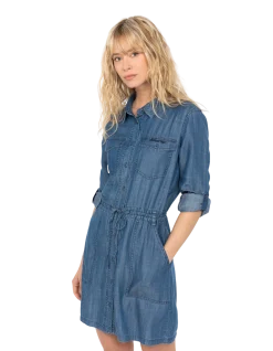 Robe casual indigo en tencel - INDIGO