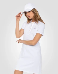 Robe polo rétro sport blanche - BLANC