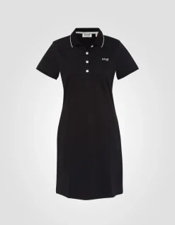 Robe polo rétro sport noire - NOIR