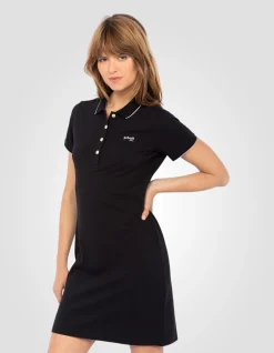 Robe polo rétro sport noire - NOIR