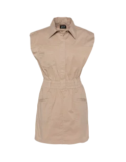 Robe saharienne beige sans manches - BEIGE
