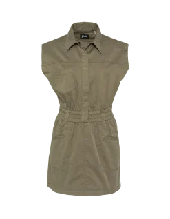 Robe saharienne kaki clair sans manches - KAKI CLAIR