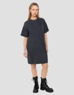 Robe t-shirt noire effet délavé - NOIR