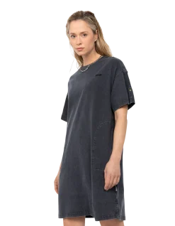 Robe t-shirt noire effet délavé - NOIR