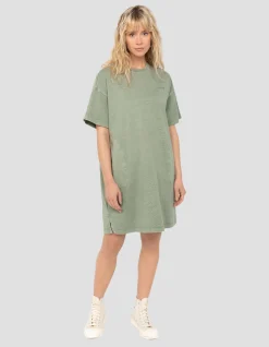 Robe t-shirt sage kaki effet délavé - SAGE KAKI