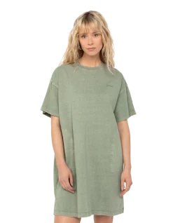 Robe t-shirt sage kaki effet délavé - SAGE KAKI