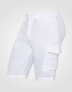 Short cargo blanc en lin - BLANC