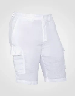 Short cargo blanc en lin - BLANC