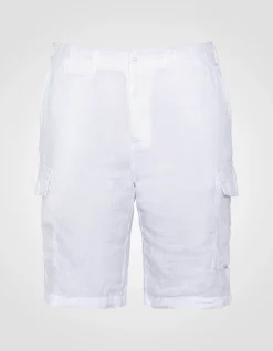 Short cargo blanc en lin - BLANC