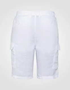 Short cargo blanc en lin - BLANC
