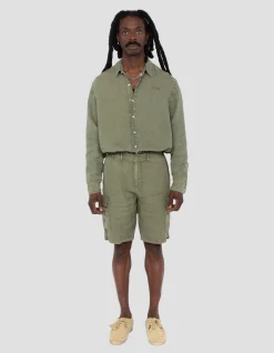 Short cargo kaki clair en lin - KAKI CLAIR