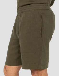 Short kaki en gaze de coton - KAKI