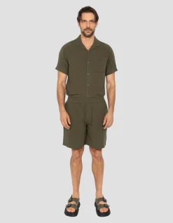 Short kaki en gaze de coton - KAKI