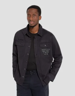 Surchemise army bleu marine en coton lavé - MARINE