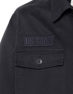 Surchemise army bleu marine en coton lavé - MARINE