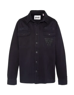 Surchemise army brodée et imprimée bleu marine en coton lavé - MARINE