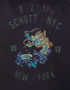 Surchemise army brodée et imprimée bleu marine en coton lavé - MARINE