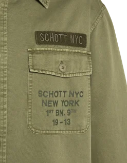 Surchemise army brodée et imprimée kaki en coton lavé - KAKI