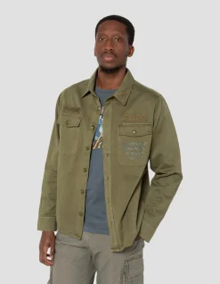 Surchemise army kaki en coton lavé - KAKI