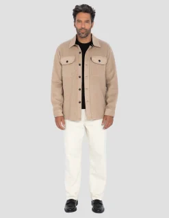 Surchemise boutonnée beige chiné - BEIGE CHINÉ