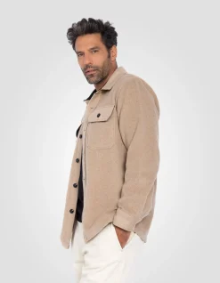 Surchemise boutonnée beige chiné - BEIGE CHINÉ