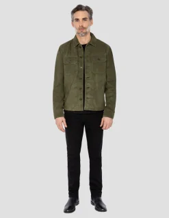 Surchemise worker kaki, cuir de chèvre - KAKI