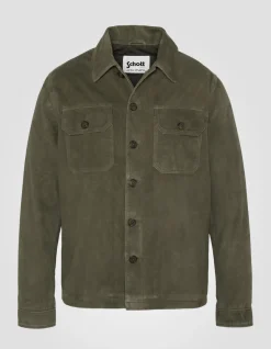 Surchemise worker kaki, cuir de chèvre - KAKI