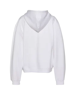 Sweatshirt blanc à capuche avec broderie cœur - BLANC