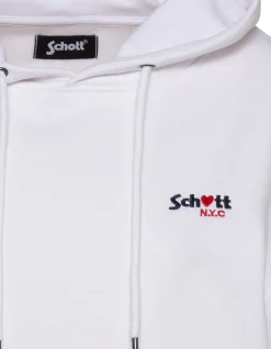 Sweatshirt blanc à capuche avec broderie cœur - BLANC