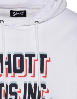 Sweatshirt blanc à capuche imprimé « SCHOTT BROS INC. » - BLANC