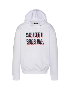 Sweatshirt blanc à capuche imprimé « SCHOTT BROS INC. » - BLANC