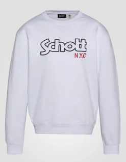 Sweatshirt blanc à col rond - BLANC