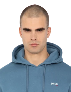 Sweatshirt bleu acier à capuche en molleton épais - BLEU ACIER