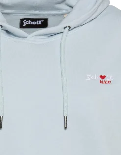 Sweatshirt bleu ciel à capuche avec broderie cœur - BLEU CIEL