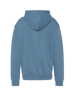 Sweatshirt bleu jean à capuche imprimé Schott Official - BLEU JEAN