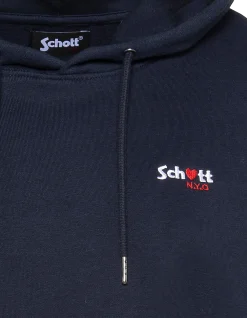Sweatshirt bleu marine à capuche avec broderie cœur - MARINE