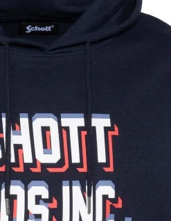 Sweatshirt bleu marine à capuche imprimé « SCHOTT BROS INC. » - MARINE