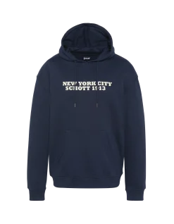 Sweatshirt bleu marine imprimé à capuche - MARINE