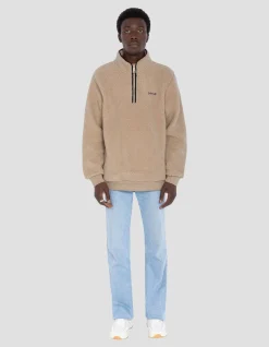 Sweatshirt camionneur beige en sherpa - BEIGE