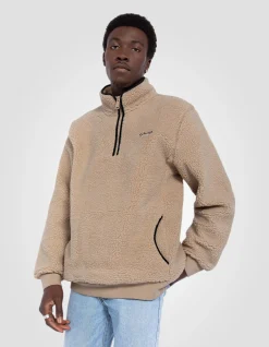 Sweatshirt camionneur beige en sherpa - BEIGE