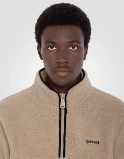 Sweatshirt camionneur beige en sherpa - BEIGE