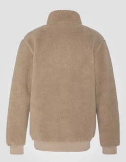 Sweatshirt camionneur beige en sherpa - BEIGE