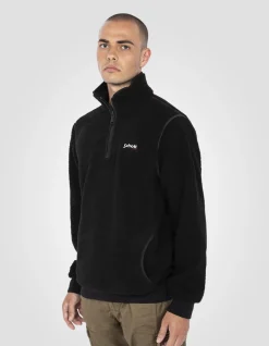 Sweatshirt camionneur noir en sherpa - NOIR