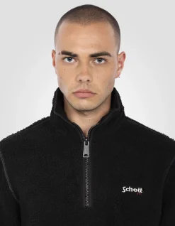 Sweatshirt camionneur noir en sherpa - NOIR