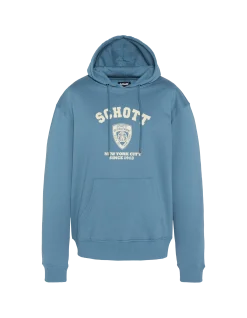 Sweatshirt à capuche bleu jean imprimé NYPD - BLEU JEAN