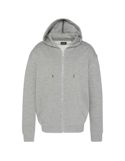 Sweatshirt à capuche gris chiné uni zippé - GRIS CHINÉ