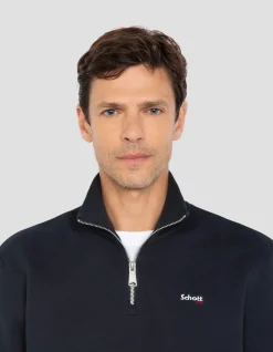 Sweatshirt col camionneur bleu marine en molleton épais - MARINE