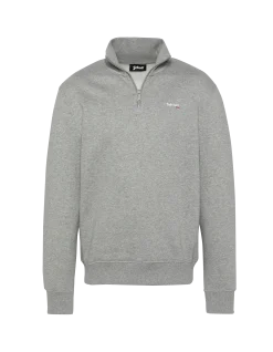 Sweatshirt col camionneur gris chiné en molleton épais - GRIS CHINÉ