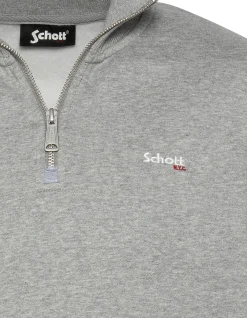 Sweatshirt col camionneur gris chiné en molleton épais - GRIS CHINÉ