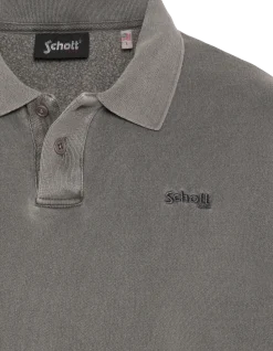 Sweatshirt col polo charbon, effet délavé - CHARBON
